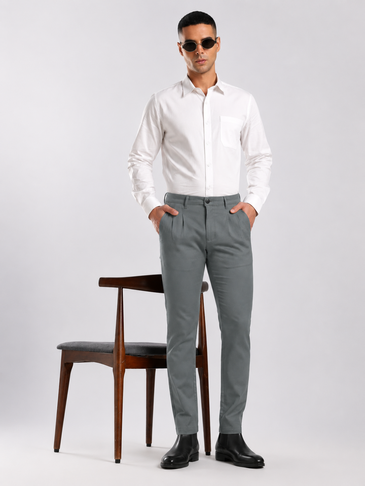 Grey Cotton Linen Trouser