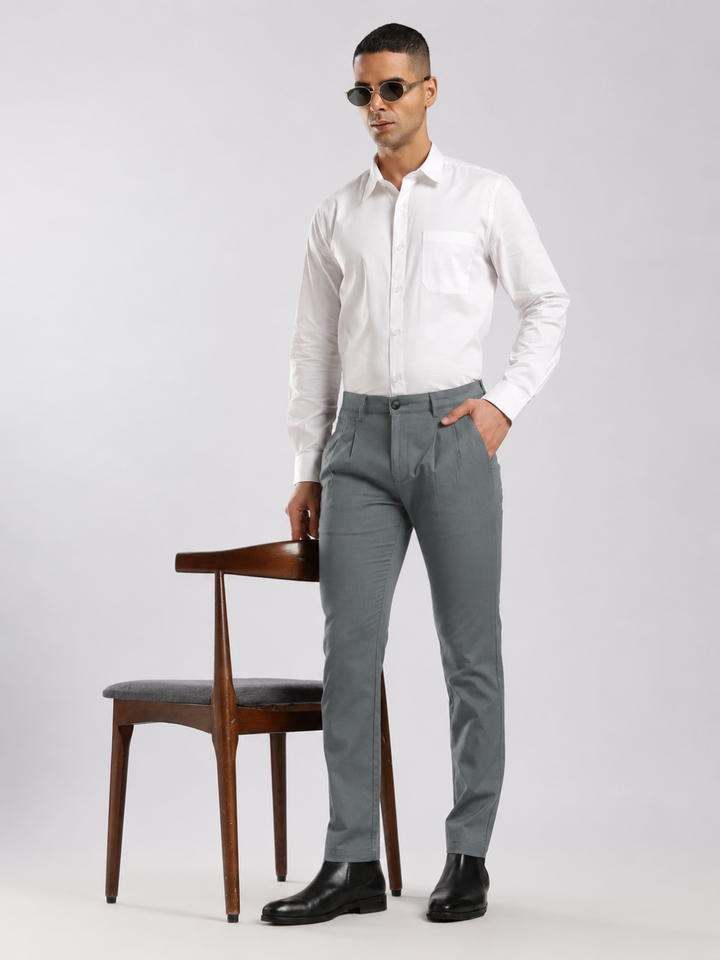 Grey Cotton Linen Trouser