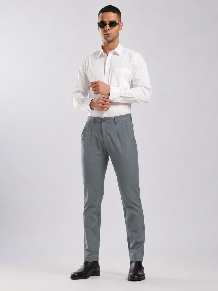 Grey Cotton Linen Trouser