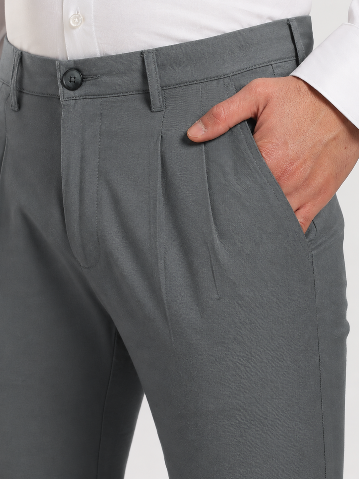 Grey Cotton Linen Trouser