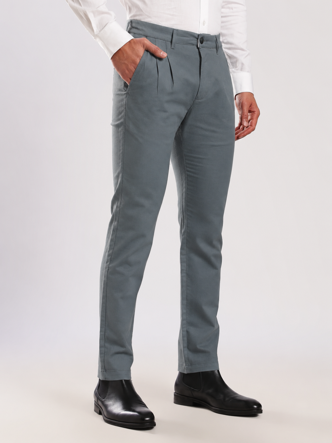 Grey Cotton Linen Trouser