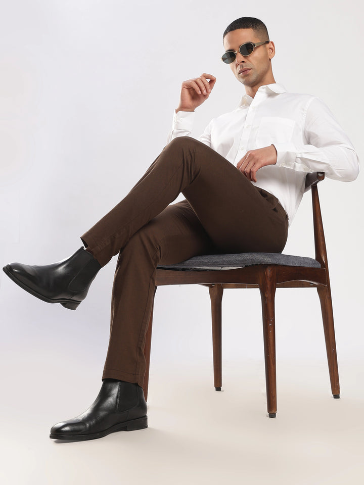 Coffee Cotton Linen Trouser