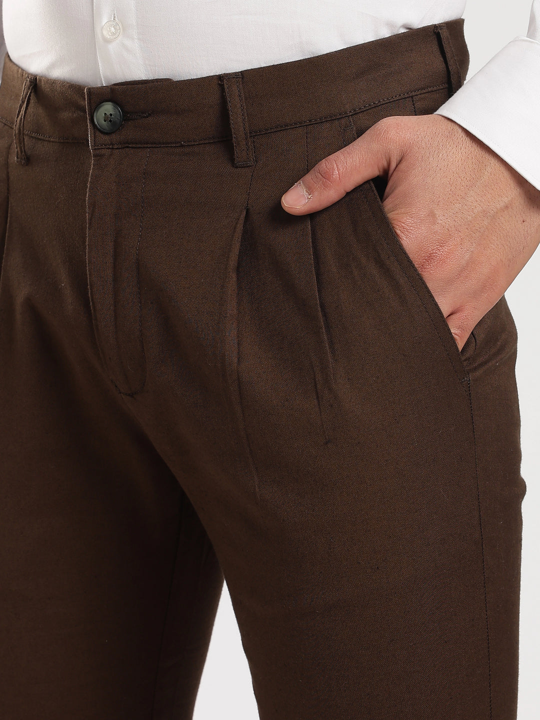 Coffee Cotton Linen Trouser