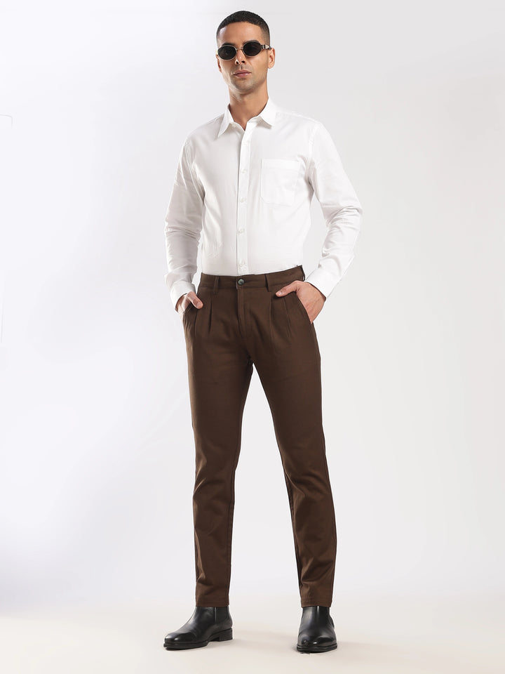 Coffee Cotton Linen Trouser