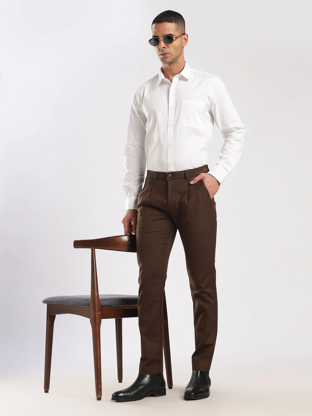 Coffee Cotton Linen Trouser