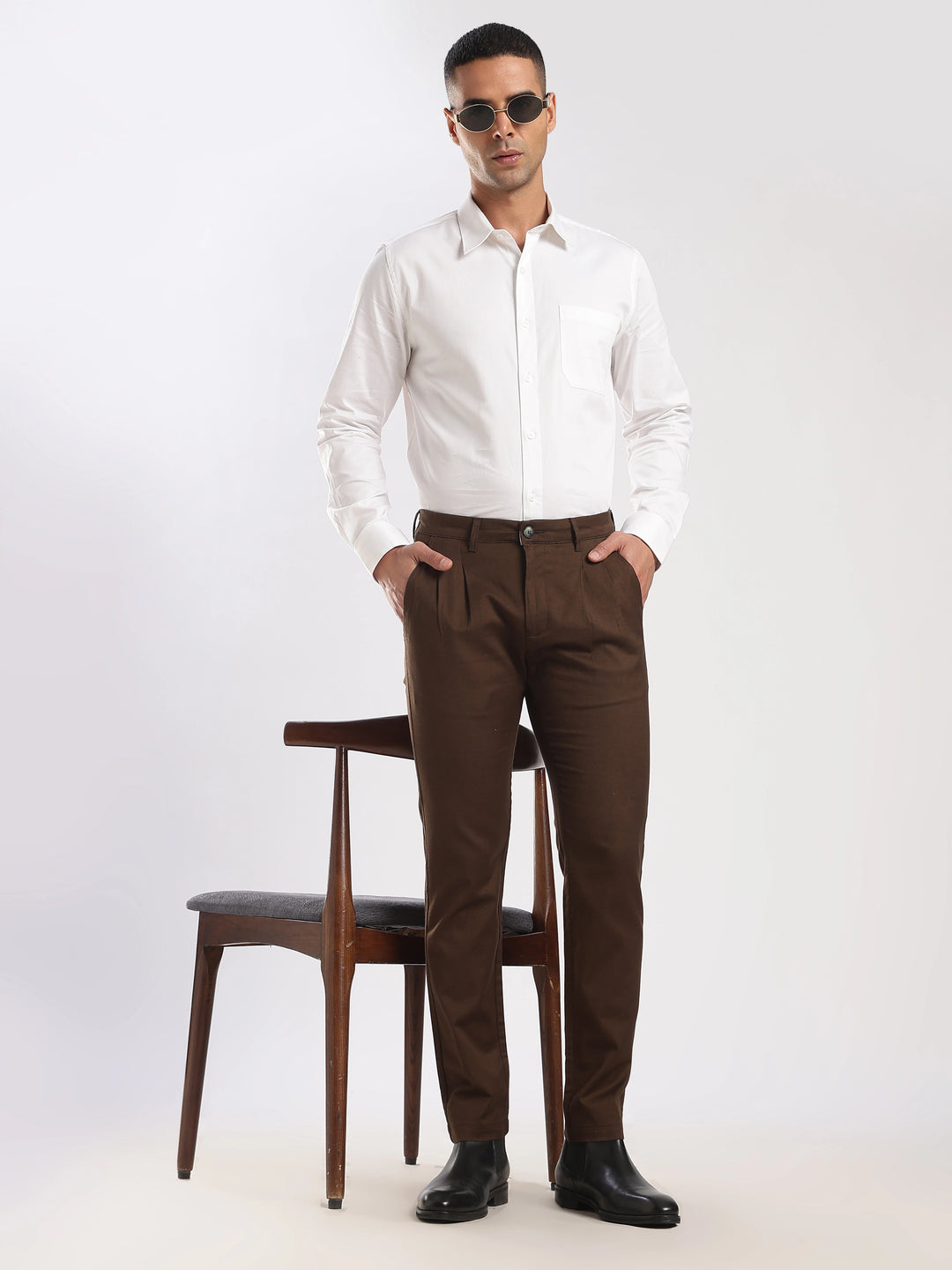 Coffee Cotton Linen Trouser