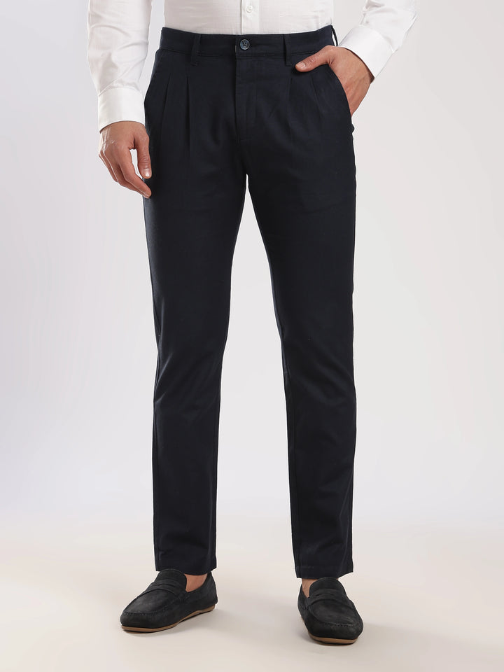 Navy Cotton Linen Trouser