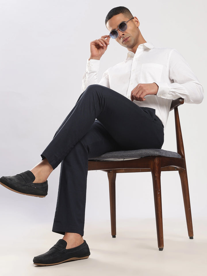 Navy Cotton Linen Trouser