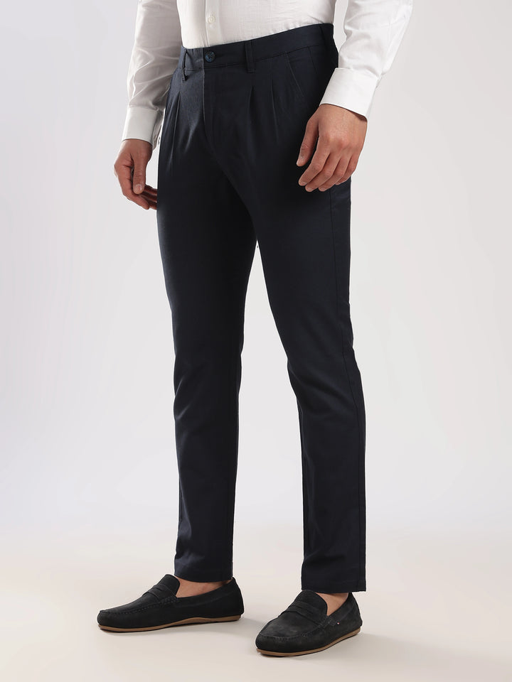 Navy Cotton Linen Trouser