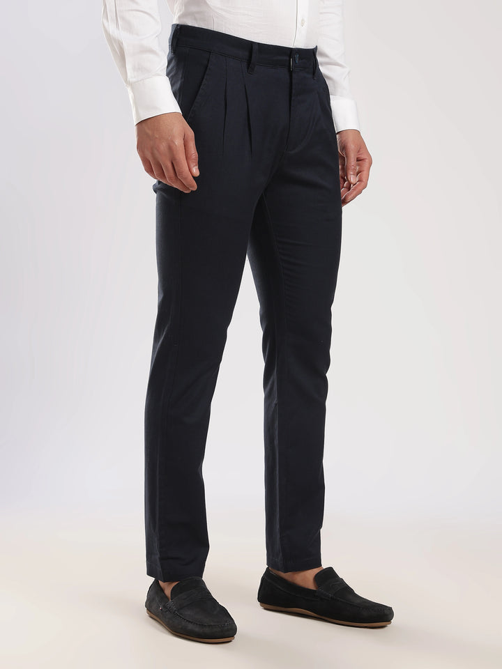 Navy Cotton Linen Trouser