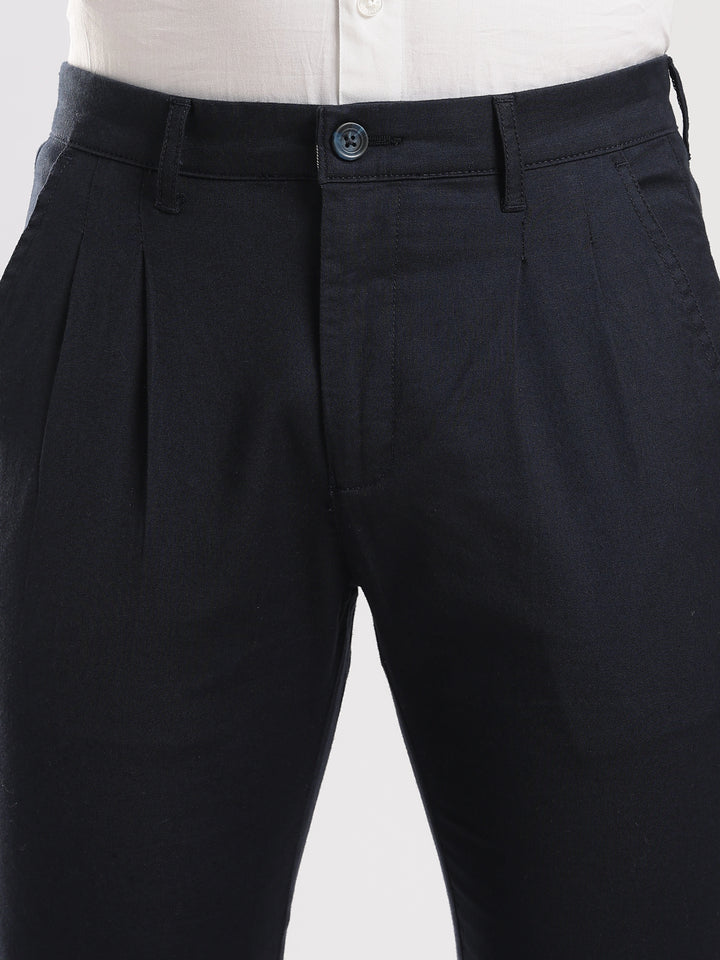 Navy Cotton Linen Trouser