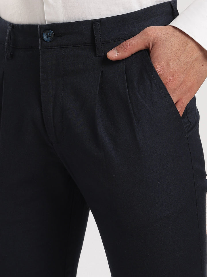 Navy Cotton Linen Trouser