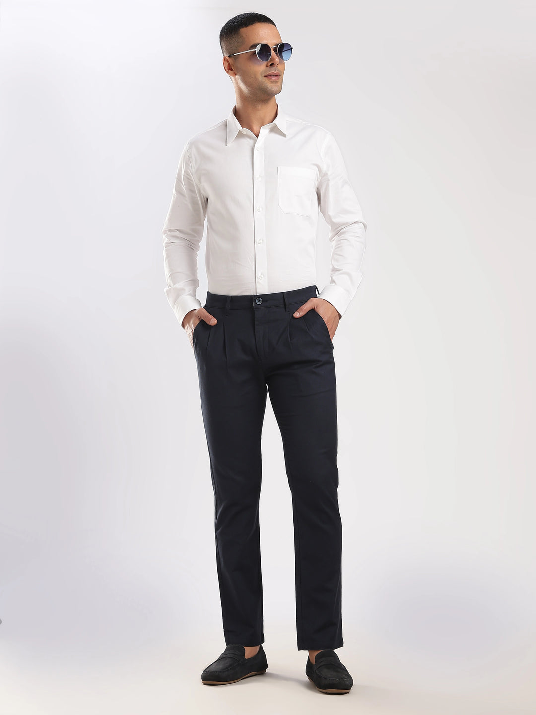 Navy Cotton Linen Trouser