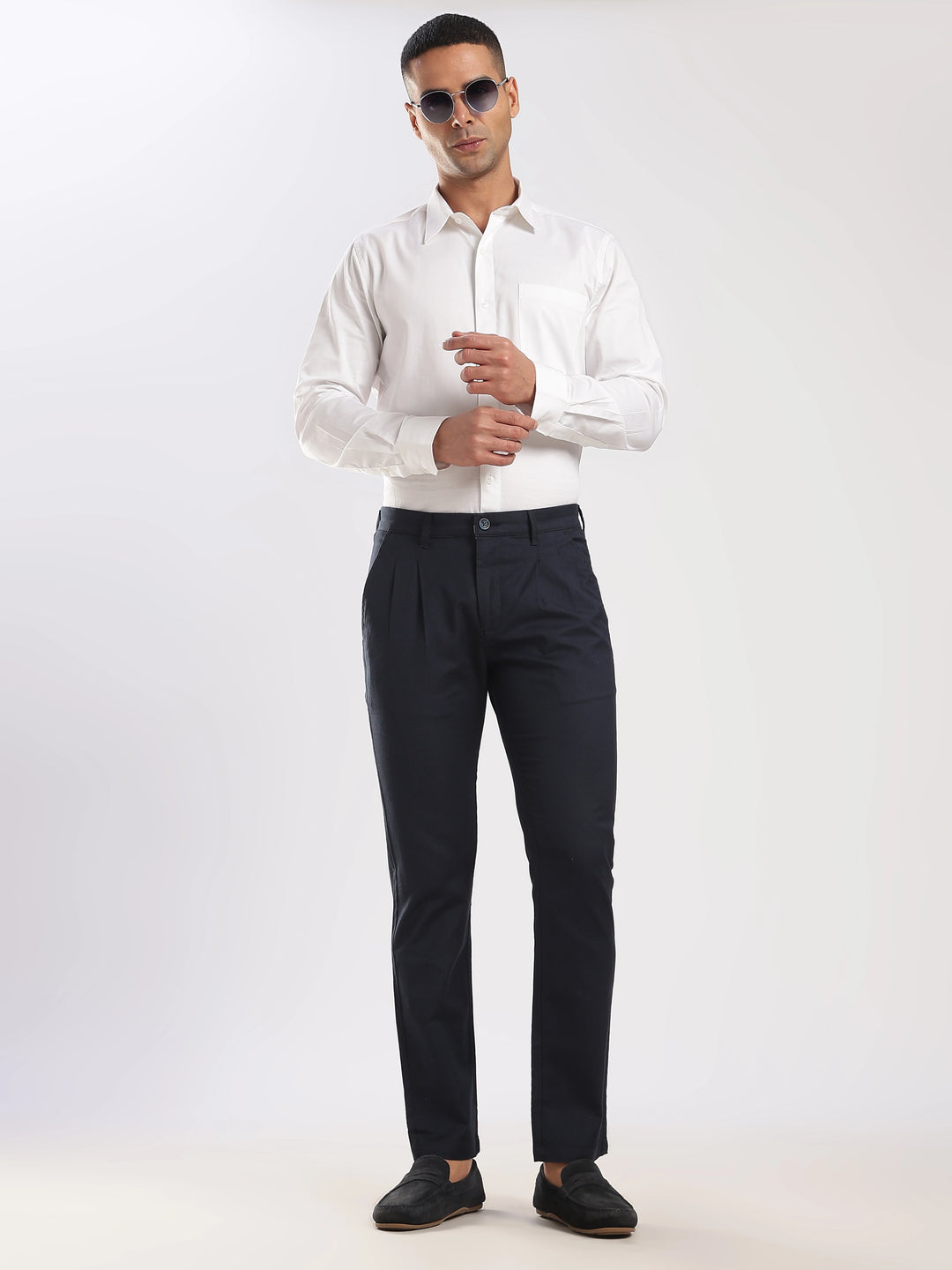 Navy Cotton Linen Trouser