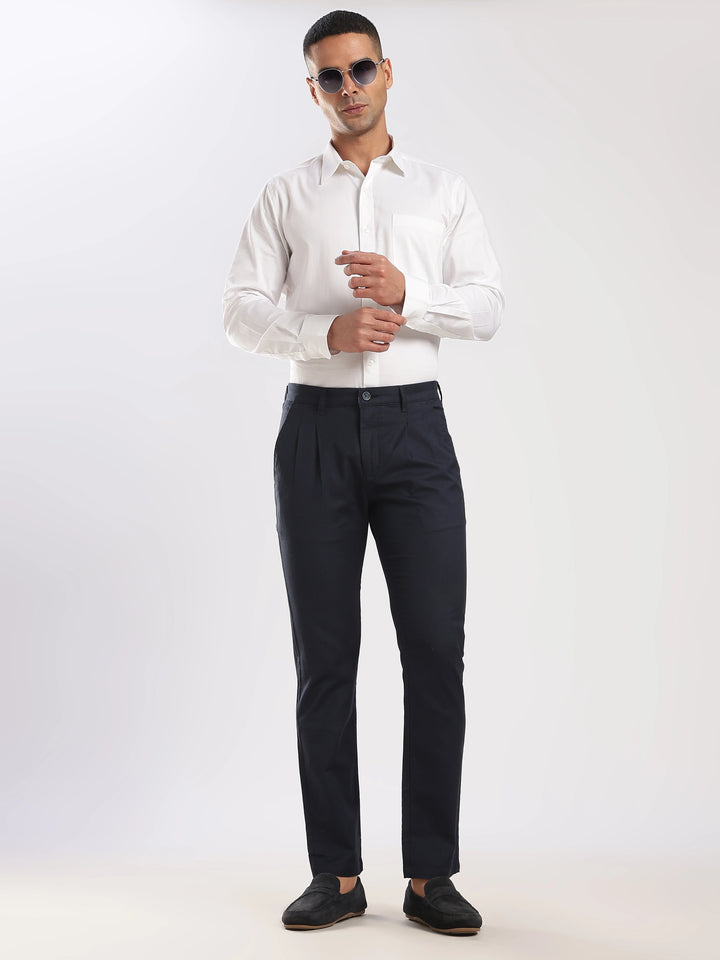Navy Cotton Linen Trouser