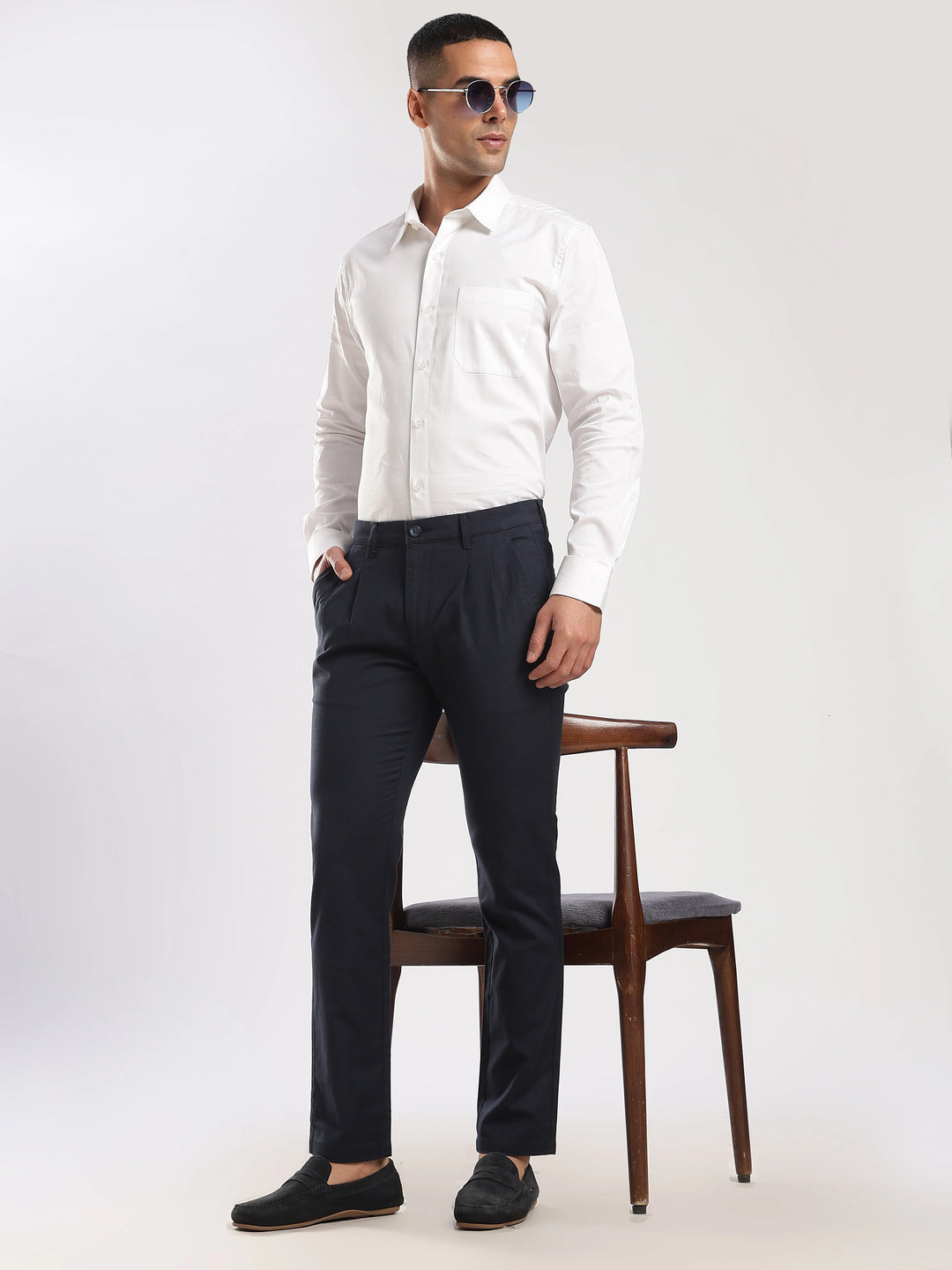 Navy Cotton Linen Trouser
