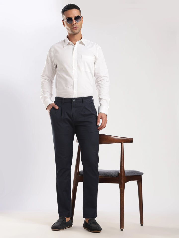 Navy Cotton Linen Trouser