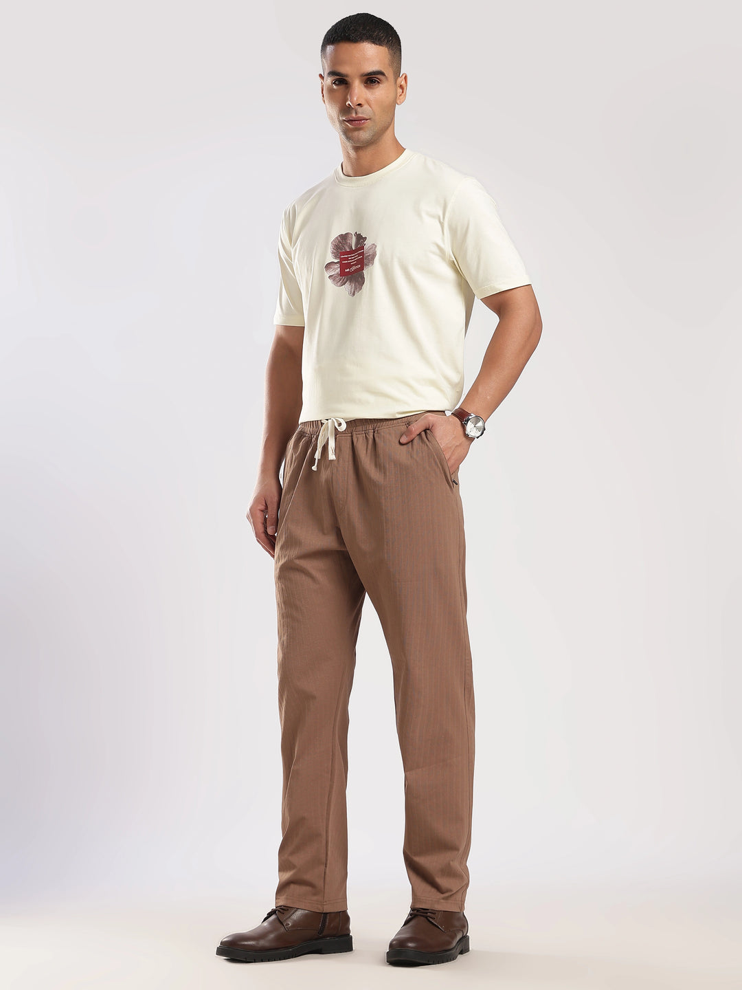 Off White Poly Relaxed Fit Travel Pant