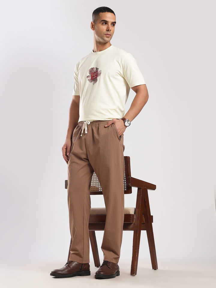 Off White Poly Relaxed Fit Travel Pant