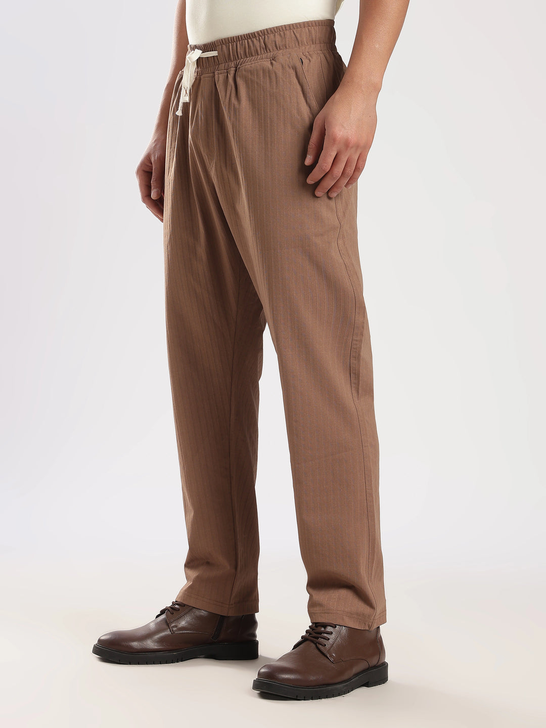 Off White Poly Relaxed Fit Travel Pant