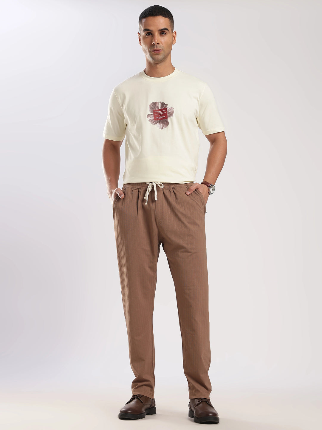 Off White Poly Relaxed Fit Travel Pant