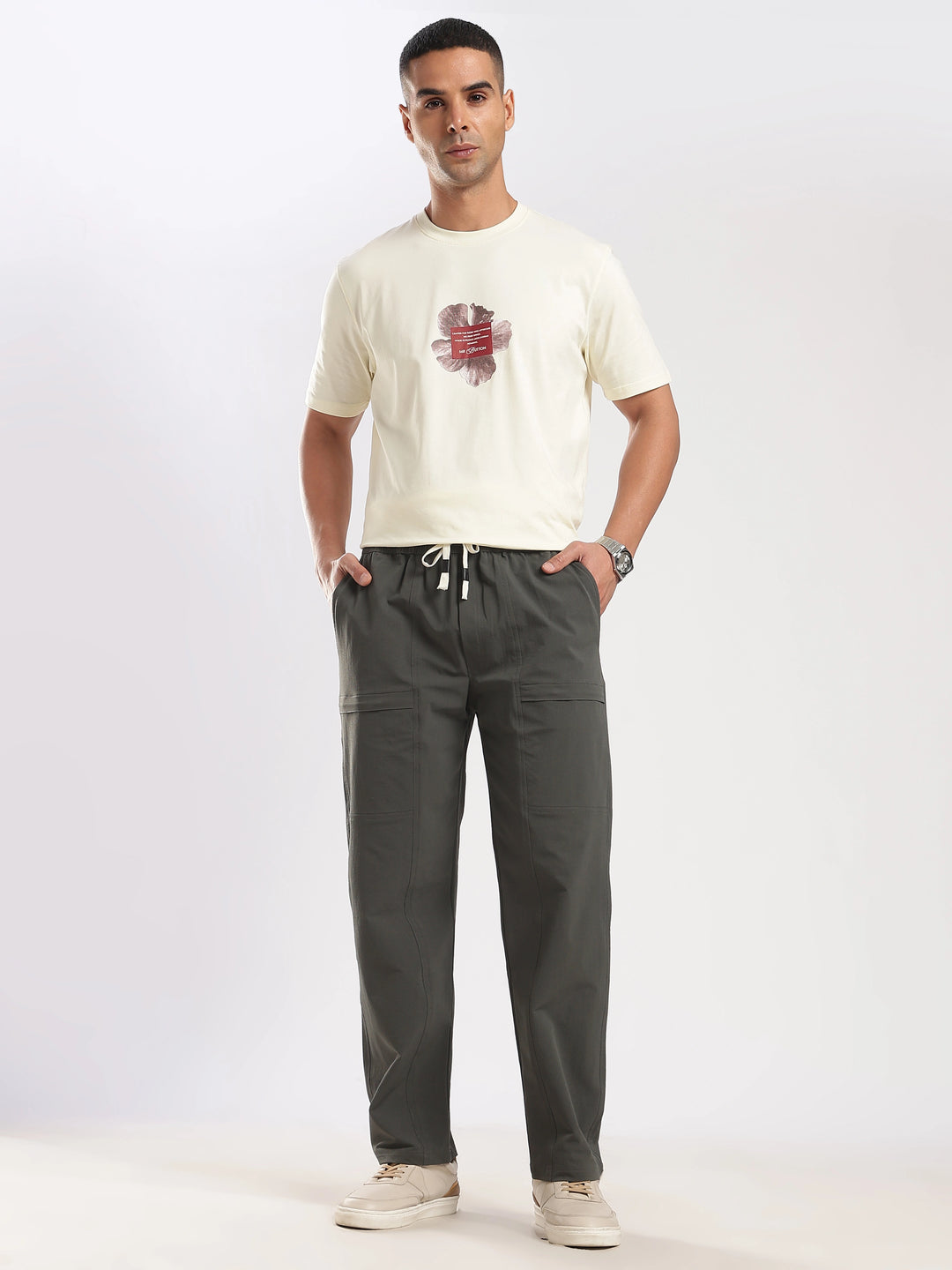 Olive Poly Relaxed Fit Travel Pant