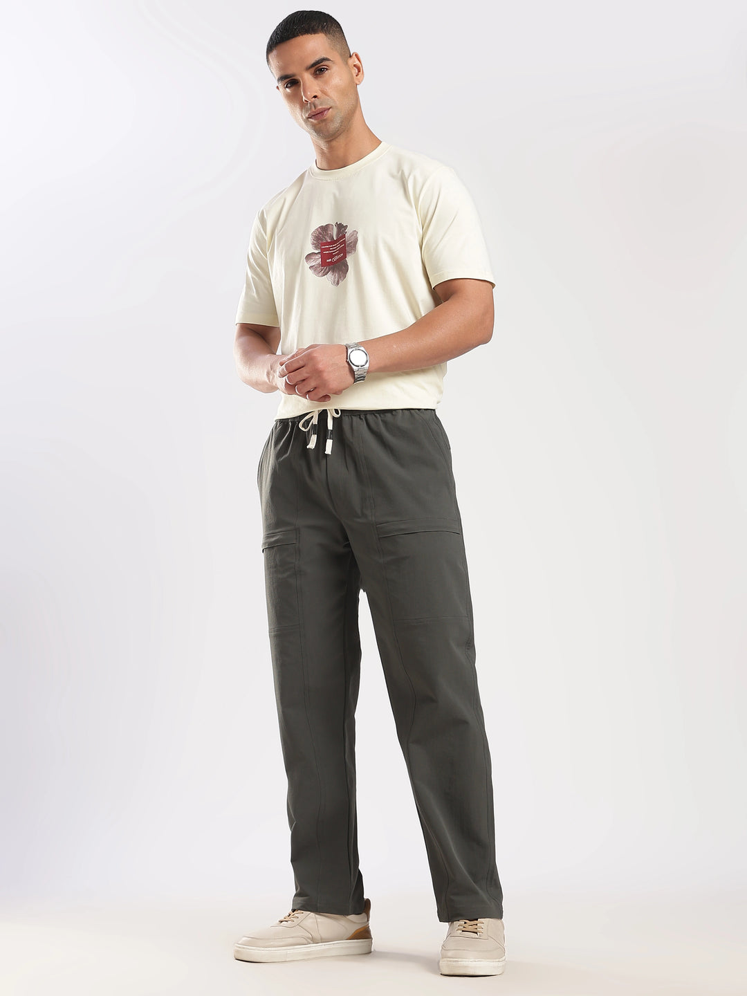Olive Poly Relaxed Fit Travel Pant