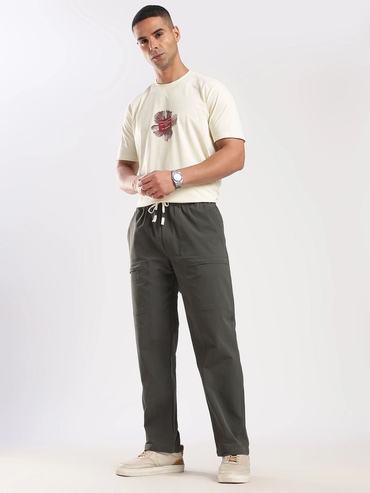 Olive Poly Relaxed Fit Travel Pant