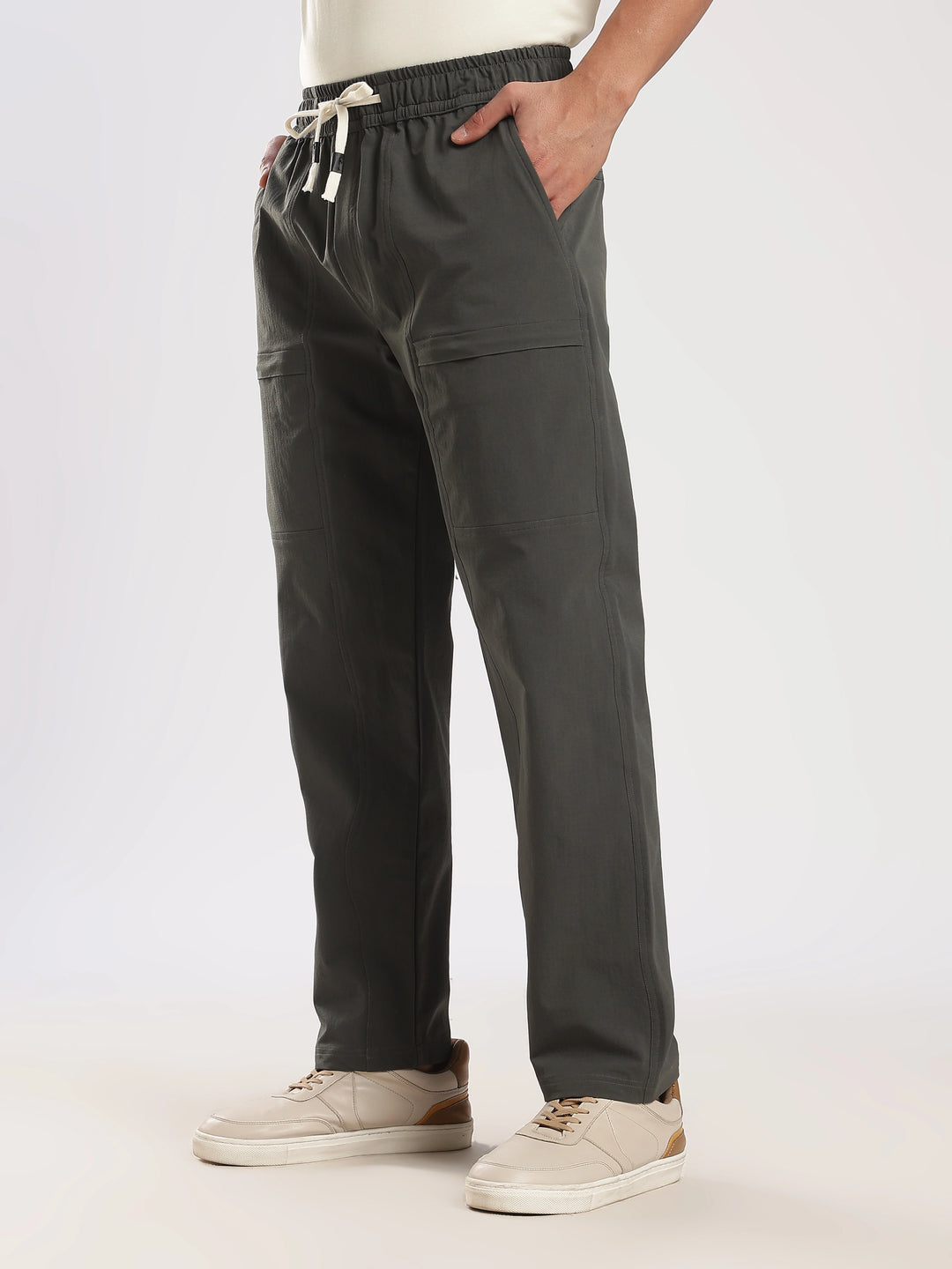 Olive Poly Relaxed Fit Travel Pant