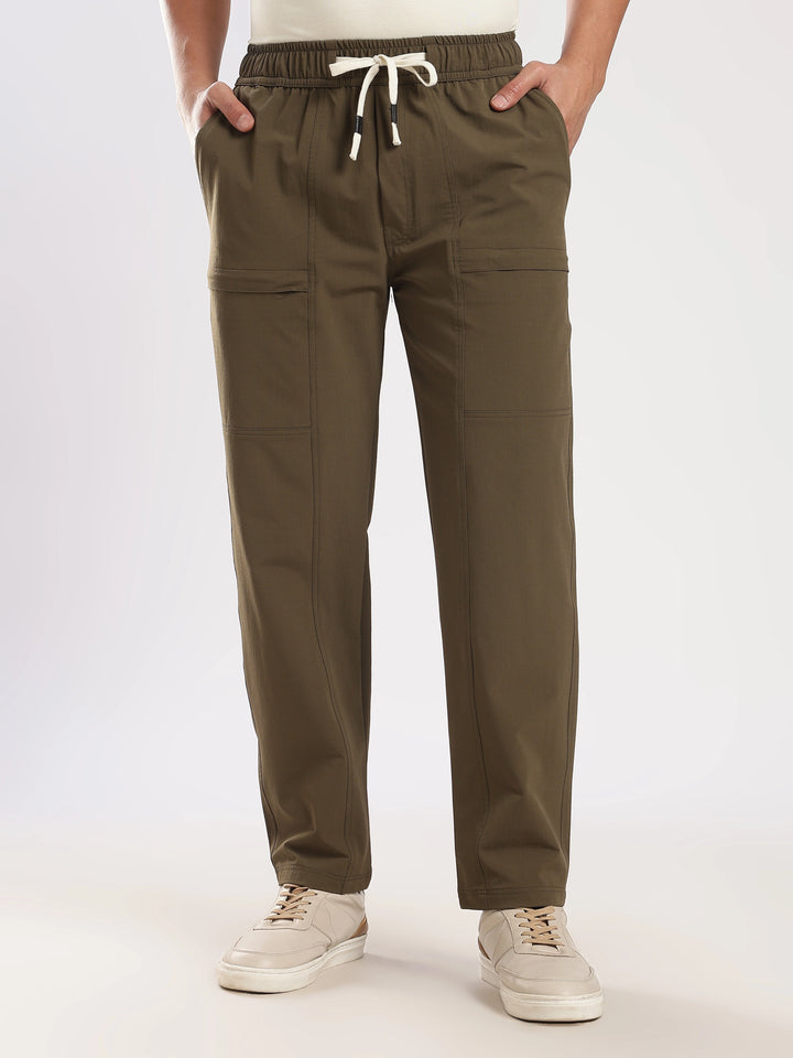 Khaki Relaxed Fit Travel Pant