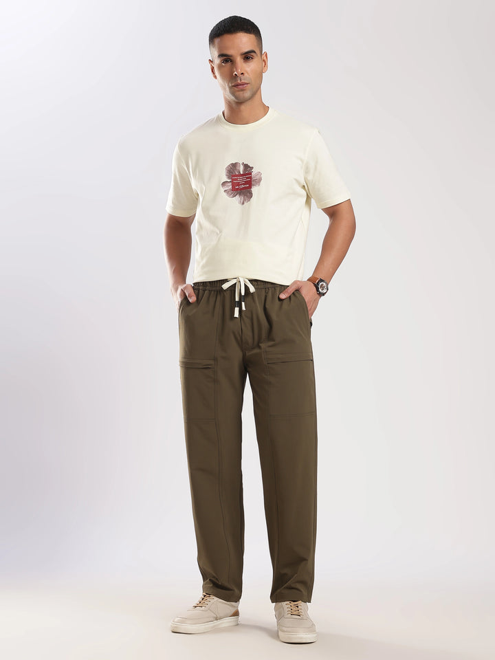 Khaki Relaxed Fit Travel Pant