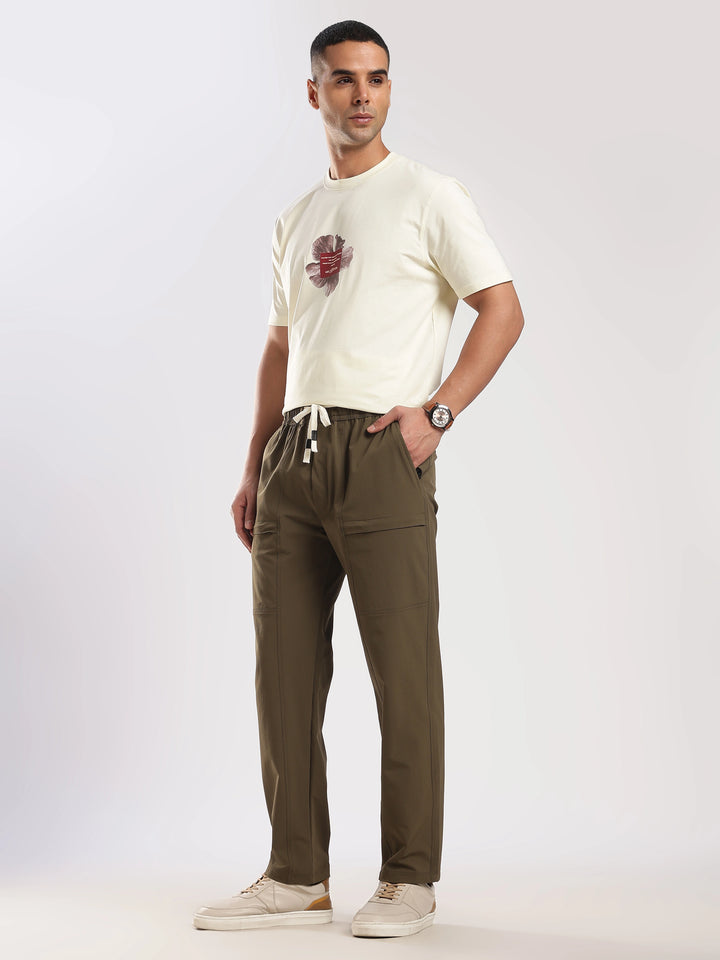 Khaki Relaxed Fit Travel Pant