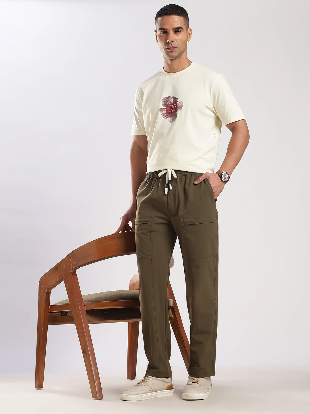 Khaki Relaxed Fit Travel Pant