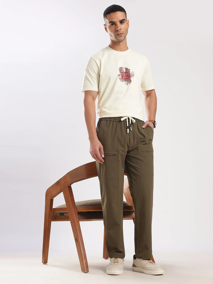 Khaki Relaxed Fit Travel Pant