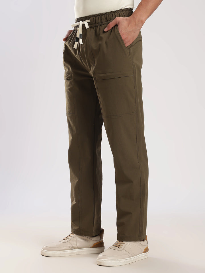 Khaki Relaxed Fit Travel Pant