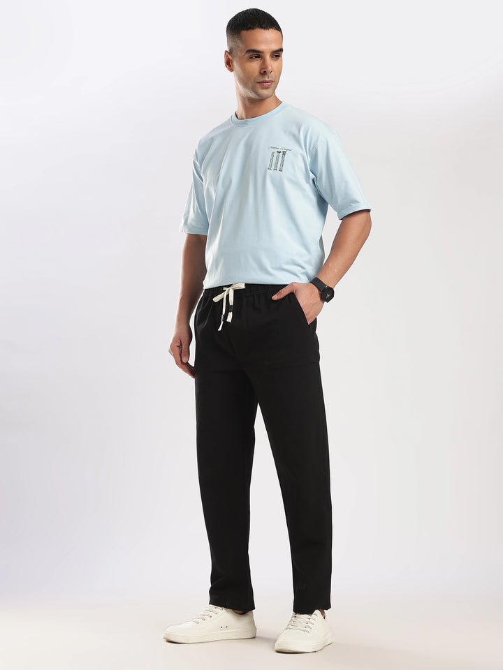 Black Poly Relaxed Fit Travel Pant