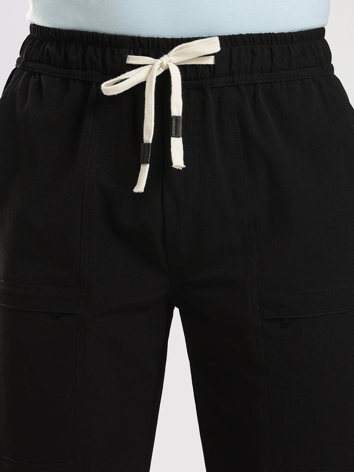 Black Poly Relaxed Fit Travel Pant