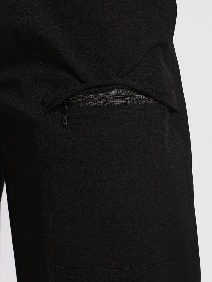 Black Poly Relaxed Fit Travel Pant