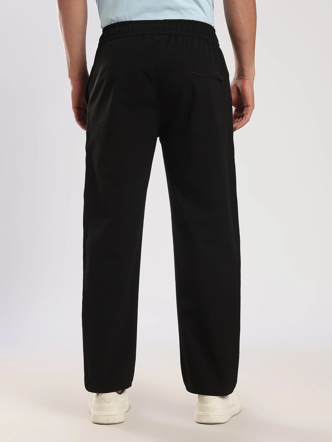 Black Poly Relaxed Fit Travel Pant