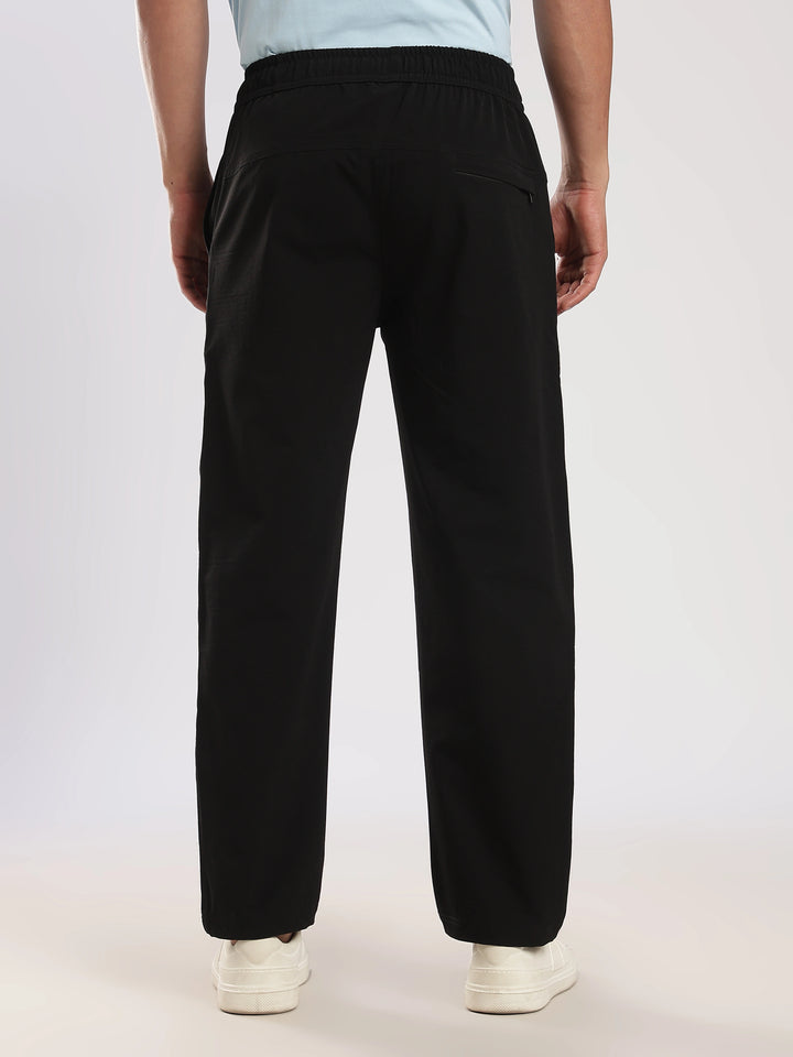Black Poly Relaxed Fit Travel Pant