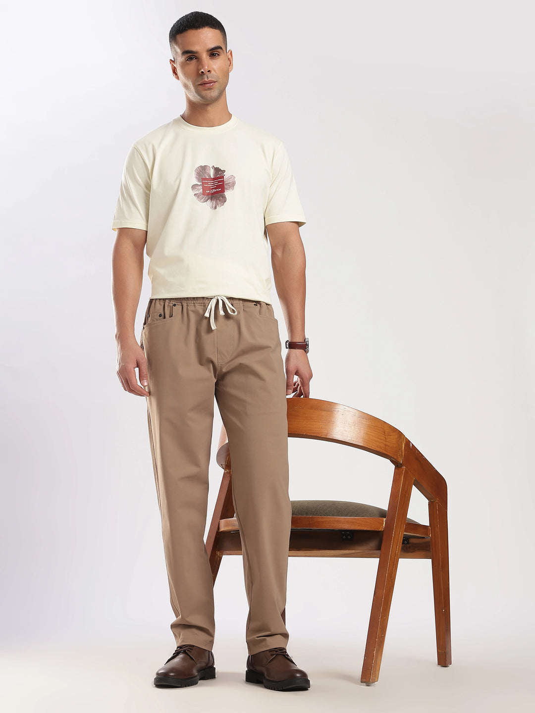 Khaki Poly Relaxed Fit Travel Pant