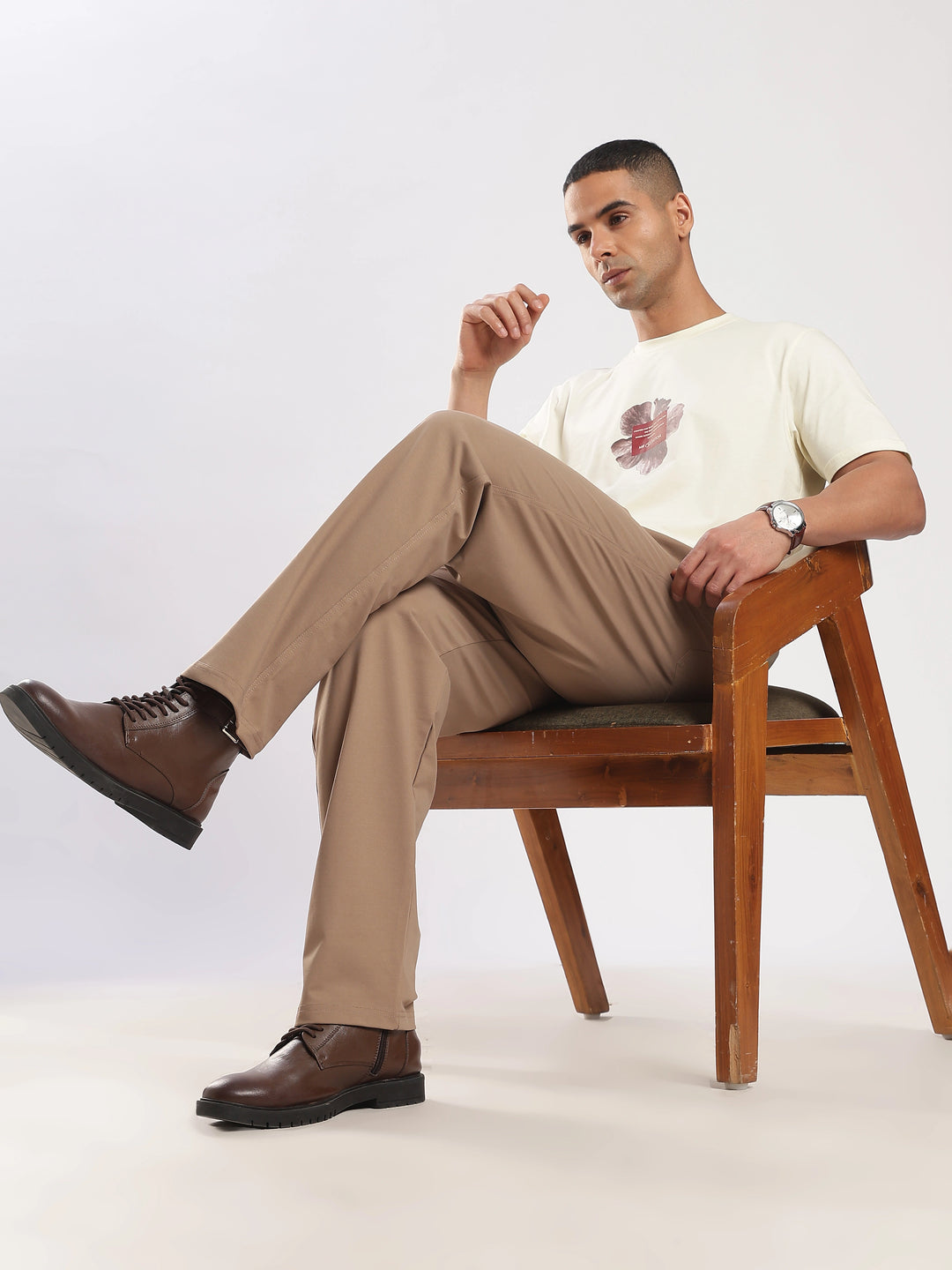 Khaki Poly Relaxed Fit Travel Pant