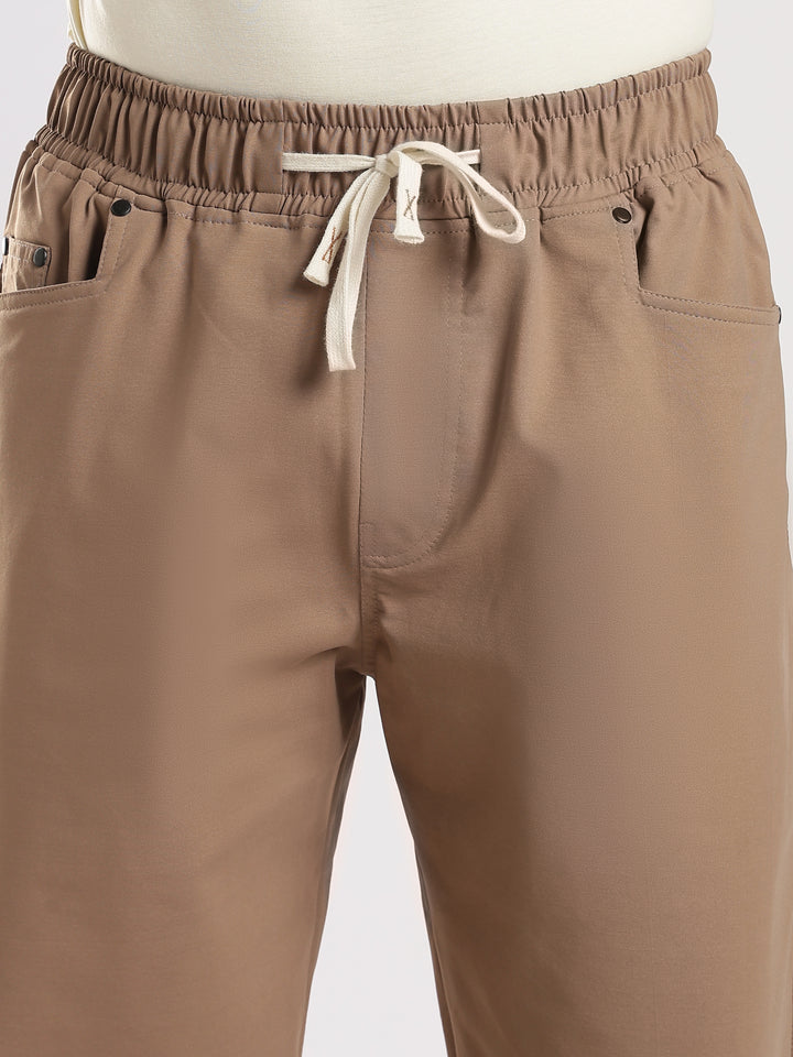 Khaki Poly Relaxed Fit Travel Pant