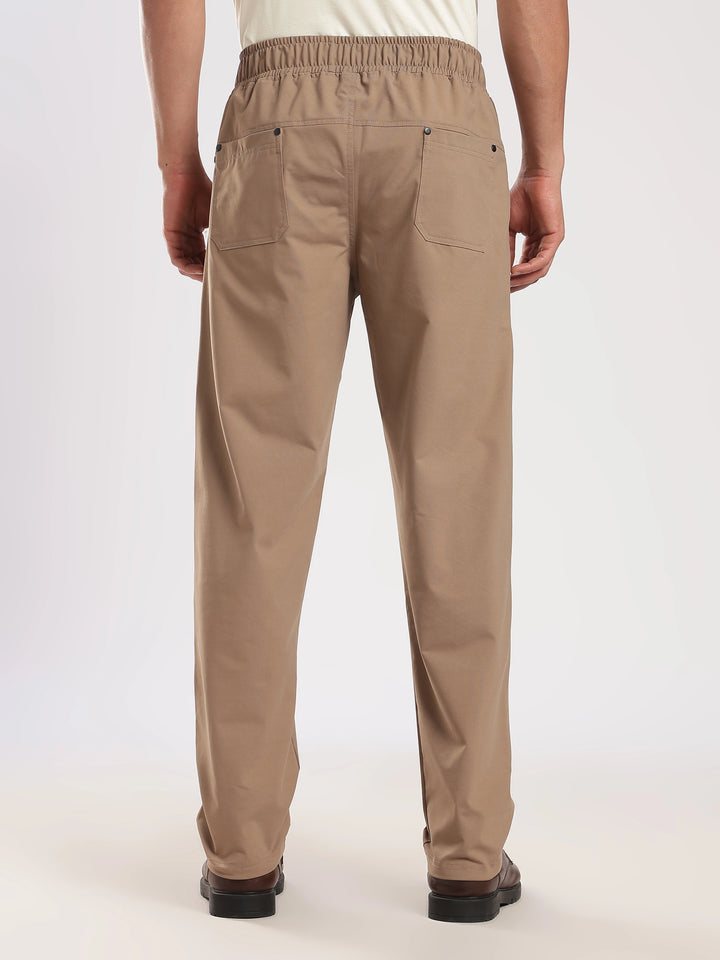 Khaki Poly Relaxed Fit Travel Pant