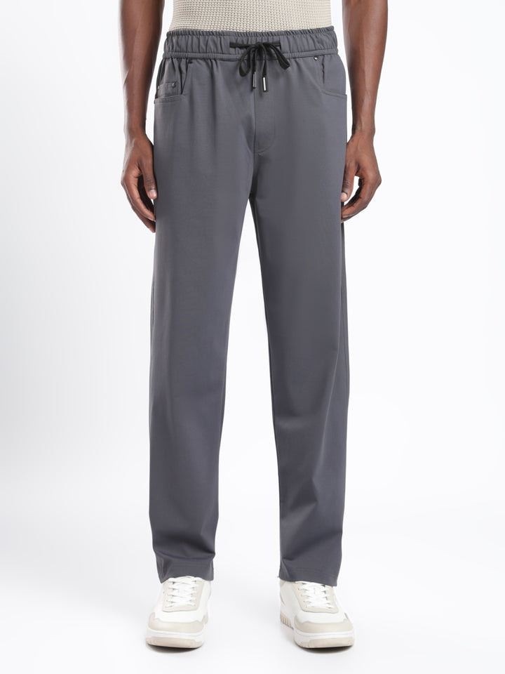 Dark Grey Poly Relaxed Fit Travel Pant