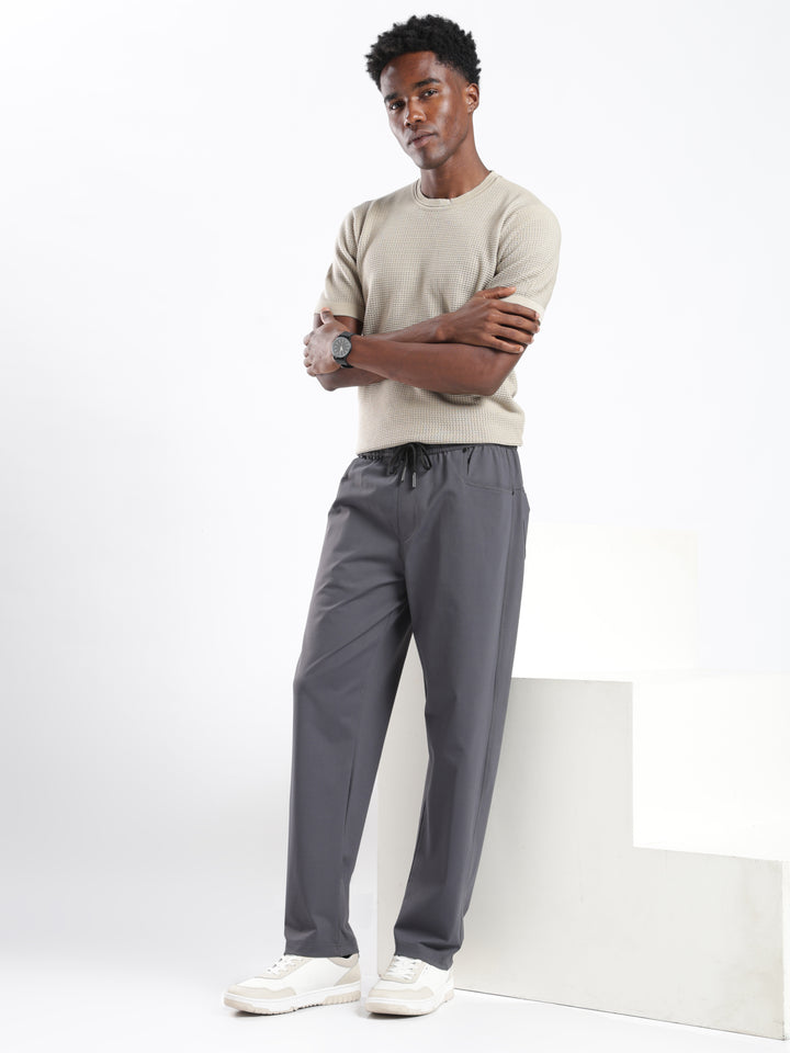 Dark Grey Poly Relaxed Fit Travel Pant