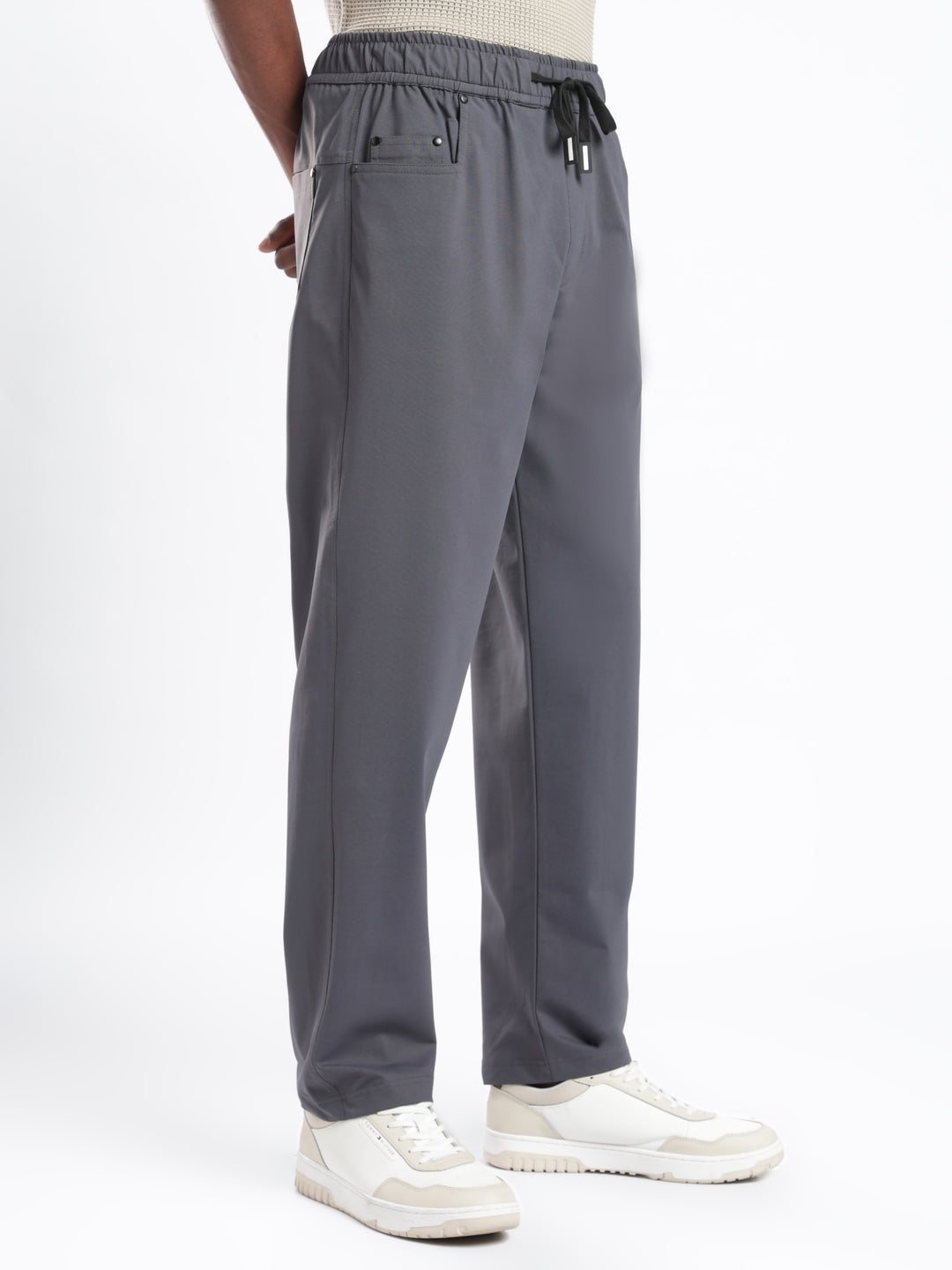 Dark Grey Poly Relaxed Fit Travel Pant
