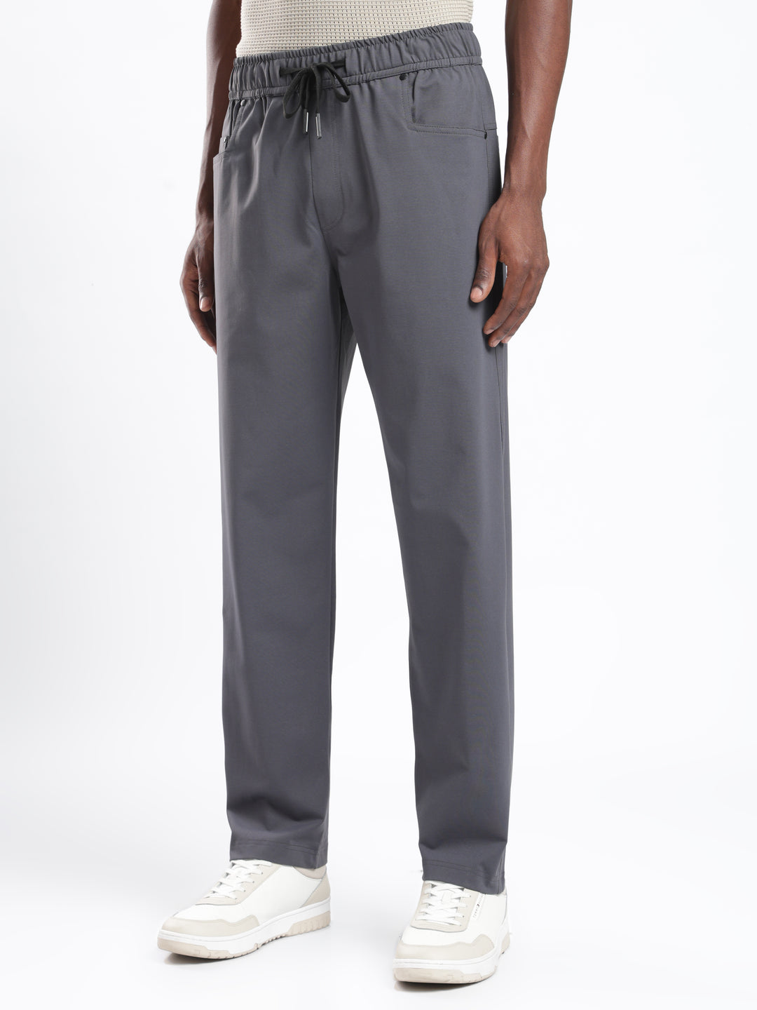 Dark Grey Poly Relaxed Fit Travel Pant