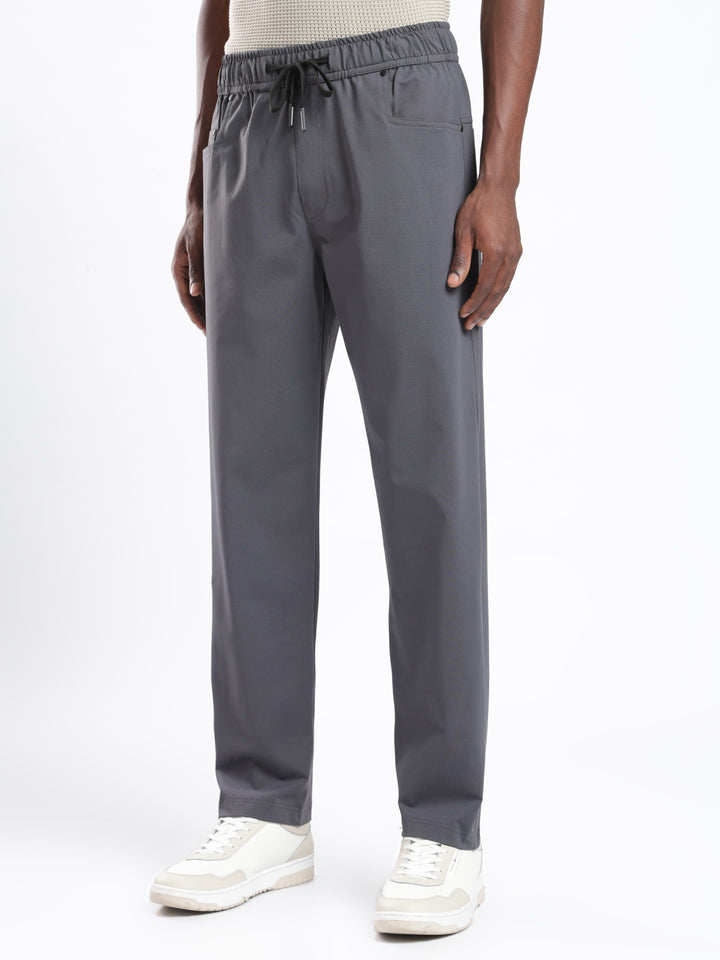 Dark Grey Poly Relaxed Fit Travel Pant