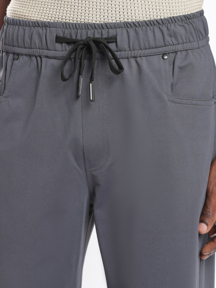 Dark Grey Poly Relaxed Fit Travel Pant